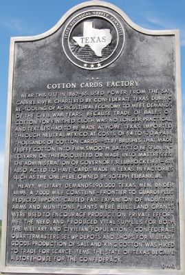 C.S.A. Cotton Cards Factory (Civil War) Marker image. Click for full size.