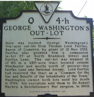 George Washington's Out-Lot Marker image. Click for full size.