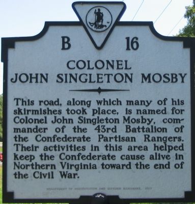Colonel John Singleton Mosby Marker image. Click for full size.