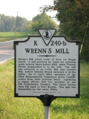 Wrenn's Mill Marker image. Click for full size.