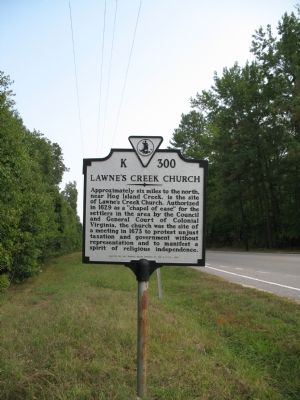 Lawne's Creek Church Marker image. Click for full size.