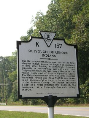 Quiyoughcohannock Indians Marker image. Click for full size.