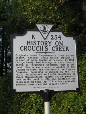 History on Crouch's Creek Marker. Click for full size. History on Crouch's Creek Marker image. Click for full size.