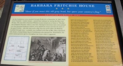 Barbara Fritchie House Marker. Click for full size. Barbara Fritchie House Marker image. Click for full size.