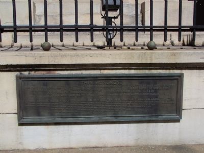 Plaque at base of monument installed in 1914. image. Click for full size.