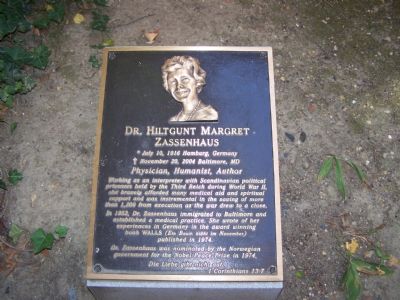 Dr. Hiltgunt Margret Zassenhaus Marker. Click for full size. Dr. Hiltgunt Margret Zassenhaus Marker image. Click for full size.