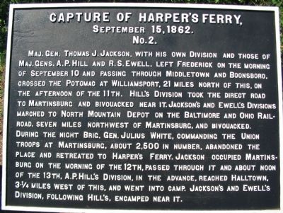 Capture of Harpers Ferry (War Department Tablet No. 2) Marker. Click for full size. Capture of Harpers Ferry (War Department Tablet No. 2) Marker image. Click for full size.