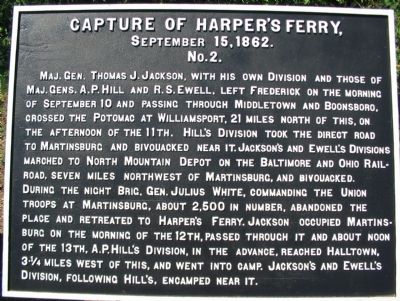 Capture of Harpers Ferry (War Department Tablet No. 2) Marker image. Click for full size.