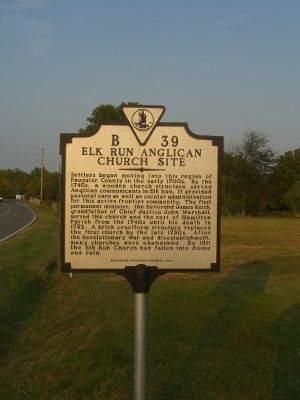 Elk Run Anglican Church Site Marker. Click for full size. Elk Run Anglican Church Site Marker image. Click for full size.