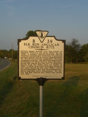 Elk Run Anglican Church Site Marker image. Click for full size.