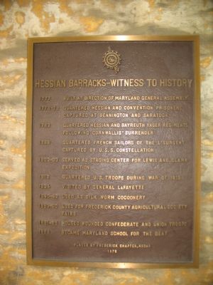 Hessian Barracks - Witness to History Marker image. Click for full size.