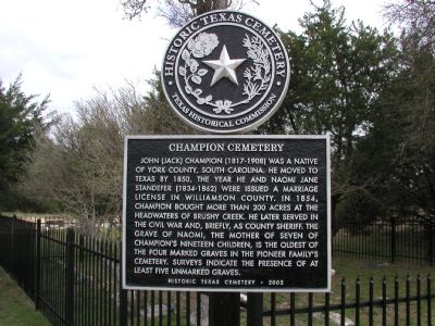 Champion Cemetery Marker image. Click for full size.