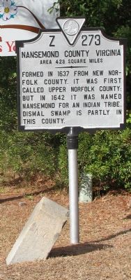 Nansemond County Virginia Marker (south side) image. Click for full size.