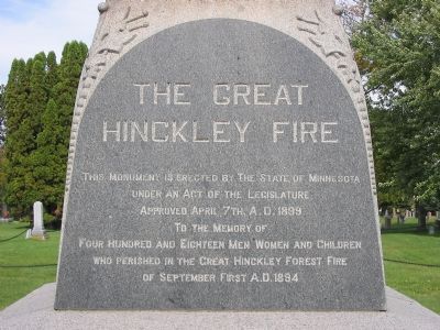 The Great Hinckley Fire Marker image. Click for full size.