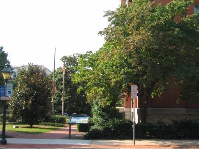 Marker on the North Side of the City Hall Courtyard. Click for full size. Marker on the North Side of the City Hall Courtyard image. Click for full size.