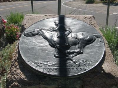 Pony Express Trail Logo Mounted on Marker Base image. Click for full size.