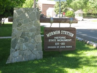 Mormon Station State Monument Sign. Click for full size. Mormon Station State Monument Sign image. Click for full size.