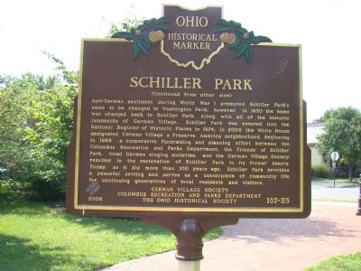 Schiller Park Marker, Side Two image. Click for full size.