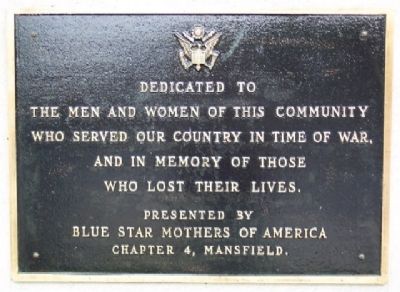 Mansfield Blue Star Mothers War Memorial image. Click for full size.