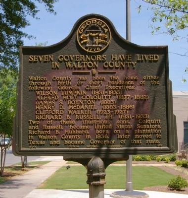 Seven Governors Have Lived In Walton County Marker. Click for full size. Seven Governors Have Lived In Walton County Marker image. Click for full size.