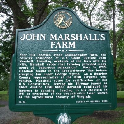 John Marshall's Farm Marker image. Click for full size.