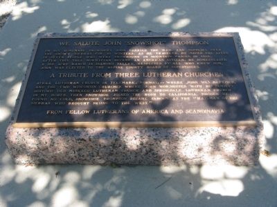We Salute John “Snowshoe” Thompson / A Tribute From Three Lutheran Churches Marker. Click for full size. We Salute John “Snowshoe” Thompson / A Tribute From Three Lutheran Churches Marker image. Click for full size.