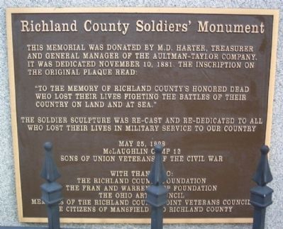Richland County Soldiers' Monument Marker image. Click for full size.