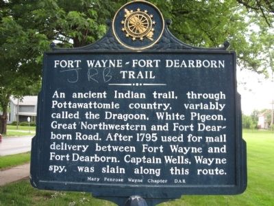 Fort Wayne ~ Fort Dearborn Trail Marker image. Click for full size.