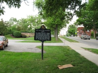 Fort Wayne ~ Fort Dearborn Trail Marker. Click for full size. Fort Wayne ~ Fort Dearborn Trail Marker image. Click for full size.