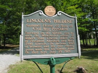 Lincoln’s Hildene Marker image. Click for full size.