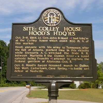 Site: Colley House Hoods Hdqrs Marker image. Click for full size.