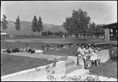 Children and Grounds at the Stewart Indian School image. Click for full size.