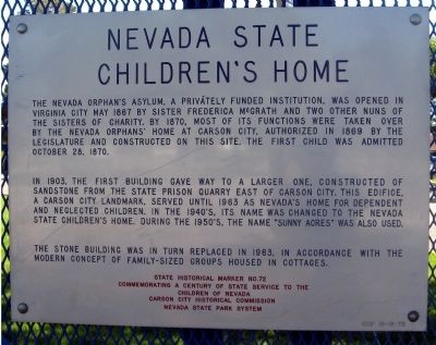 Nevada State Childrens Home Marker image. Click for full size.
