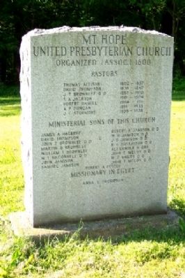 Mt. Hope United Presbyterian Church Marker. Click for full size. Mt. Hope United Presbyterian Church Marker image. Click for full size.