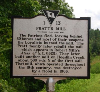 Action at Pratt's Mill Marker Reverse. Click for full size. Action at Pratt's Mill Marker Reverse image. Click for full size.