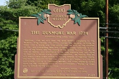 The Dunmore War 1774 Marker image. Click for full size.