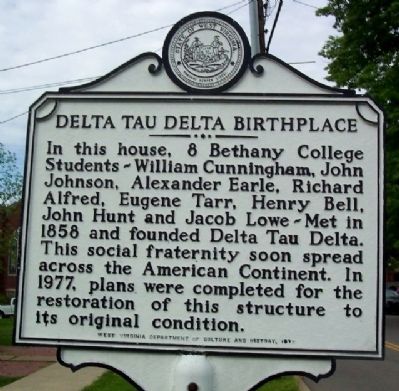 Delta Tau Delta Birthplace Marker. Click for full size. Delta Tau Delta Birthplace Marker image. Click for full size.