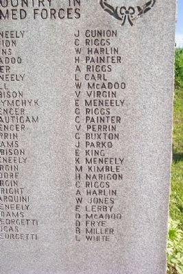 Independence World War II Honor Roll - Right Column. Click for full size. Independence World War II Honor Roll - Right Column image. Click for full size.