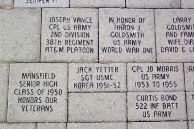 Richland County Korean War Memorial Sample Pavers. Click for full size. Richland County Korean War Memorial Sample Pavers image. Click for full size.