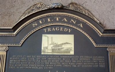 Sultana Tragedy Marker Detail image. Click for full size.