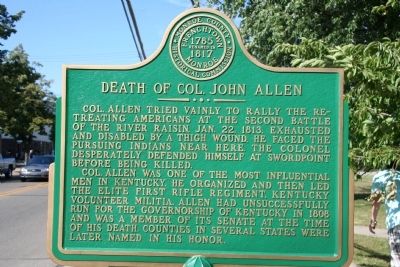 Death of Col. John Allen Marker image. Click for full size.