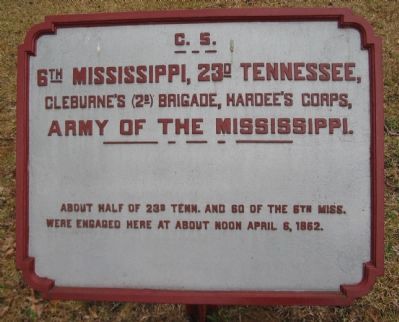 6th Mississippi and 23d Tennessee Tablet image. Click for full size.