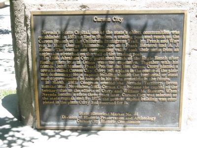 Carson City Marker. Click for full size. Carson City Marker image. Click for full size.