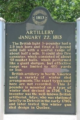 Artillery January 22, 1813 Marker. Click for full size. Artillery January 22, 1813 Marker image. Click for full size.