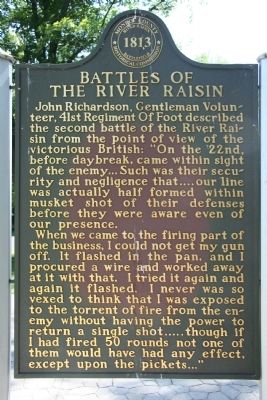 Battles of the River Raisin Marker image. Click for full size.
