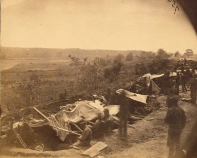 North Anna River, Va. Federal troops occupying line of breastworks on the north bank image. Click for full size.
