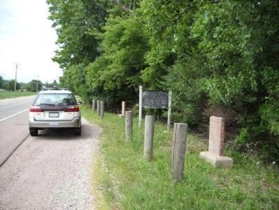 Former Locations of Three Historical Markers at the Roadside Pullout. Click for full size. Former Locations of Three Historical Markers at the Roadside Pullout image. Click for full size.