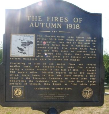 The Fires of Autumn 1918 Marker. Click for full size. The Fires of Autumn 1918 Marker image. Click for full size.