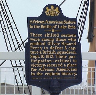 African American Sailors in the Battle of Lake Erie Marker. Click for full size. African American Sailors in the Battle of Lake Erie Marker image. Click for full size.