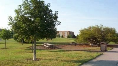 Space Shuttle Challenger Tribute Trees, planted just south of the marker image. Click for full size.